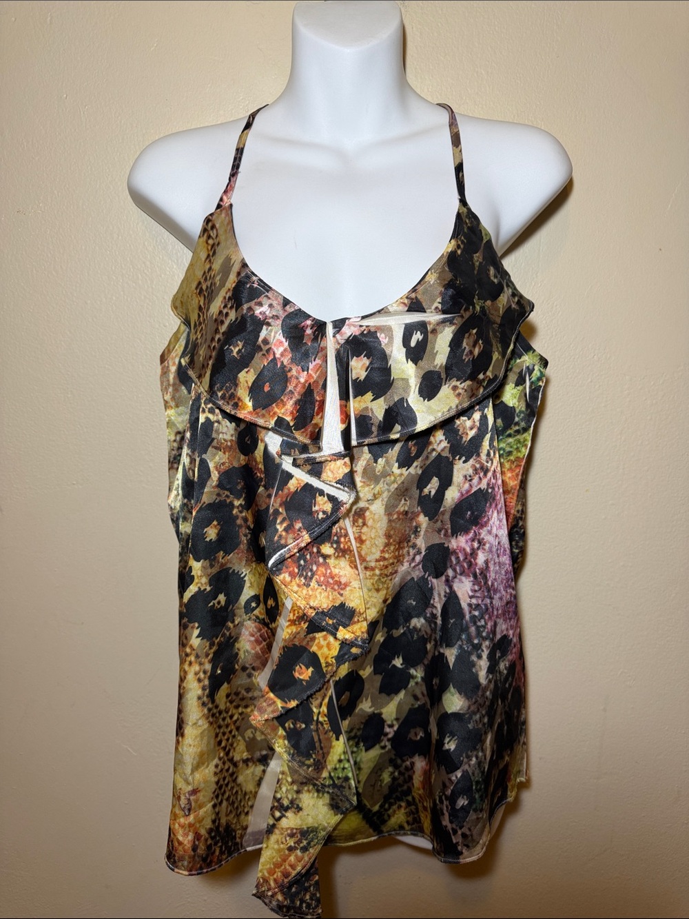 Noble U Multi-Color Leopard Print Ruffle Cami